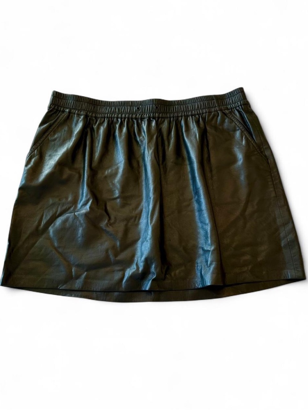 Good American Better Than Leather Black Faux Leather Pull On Mini Skirt 14/16 - Picture 2 of 7